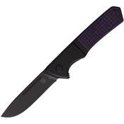 Se7en Plus 240507PR Lizard Black D2 Carbon Steel Drop Point Linerlock Knife Purple G10 Handles