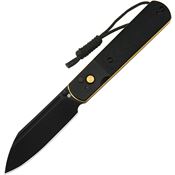 Artisan 1875PBG Holm Black Wharncliff Button Lock Knife Black Handles