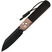 Artisan 1875PBRG Holm Black Wharncliff Button Lock Knife Rose Gold/Ebony Handles