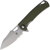 Cobratec WLVRNSOD Wolverine Part Serrated D2 Carbon Steel Linerlock Knife OD Green G10 Handles