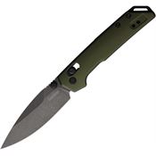 Kershaw 2051OLBW Mini Iridium Blackwash D2 Carbon Steel Spear Point Duralock Knife OD Green Handles