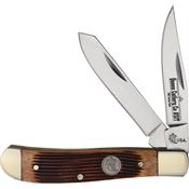 Queen AWB07 Carbon Steel Lockback Knife Amber Winter Bottom Jigged Bone Handles