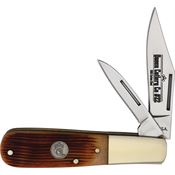 Queen AWB281 Carbon Steel Stockman Knife Amber Winter Bottom Jigged Bone Handles