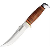 Outdoor Life M010 Hunter Clip Point Fixed Blade Knife Stacked Leather Handles