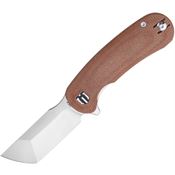 Shieldon RH01A Hoplon Satin Tanto Linerlock Knife Brown Micarta Handles