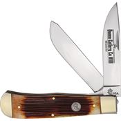 Queen AWB206L Carbon Steel Barlow Knife Amber Winter Bottom Jigged Bone Handles