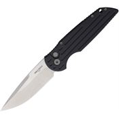 Pro Tech TR3SW Auto TR-3 Stonewash Button Lock Knife Black Handles