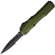 Kershaw 9000DESTOL Auto Livewire Part Serrated Black Double Edge MagnaCut Dagger OTF Knife OD Green Handles