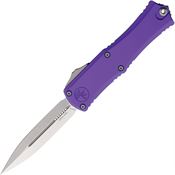 Microtech 1702M10PU Auto Hera II Mini Stonewash Double Edge Dagger OTF Knife Purple Handles