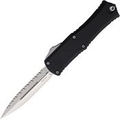 Microtech 1702M6 Auto Hera II Mini Satin Serrated Double Edge Dagger OTF Knife Black Handles