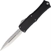 Microtech 1702M12 Auto Hera II Mini Stonewash Serrated Double Edge Dagger OTF Knife Black Handles