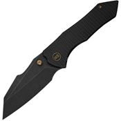 We 240101 High-Fin XL Black Stonewash Framelock Knife Black Handles