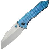 We 240102 High-Fin XL Stonewash Framelock Knife Blue Handles