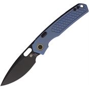 Vosteed A2205 Psyop Top Black Stonewash Elmax Drop Point Linerlock Knife Ti Blue Handles