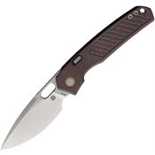 Vosteed A2206 Psyop Top Stonewash Elmax Drop Point Linerlock Knife Ti Purple Handles