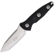 Microtech 114M12 Socom Alpha Mini Stonewash Serrated Tanto Fixed Blade Knife Black G10 Handles