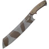 TOPS ELCH04C El Chete Carbon Steel Midnight Bronze Camo Fixed Blade Knife Tan Handles