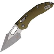 Microtech 16666 Stitch Apocalyptic Single Edge Ram Lok Knife OD Green Fluted Handles