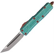 Microtech 23310BH Auto UTX-85 Apocalyptic Tanto OTF Knife Teal Battleworn Handles