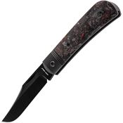 Jack Wolf 54159 Benny's Black Clip Point Slip Joint Knife Red Dark Matter Carbon Fiber Handles