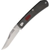 Tactile RAWMCTT Ranger Clip Point Magnacut Slip Joint Knife Black Stonewash/Red Micarta Handles