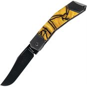 Jack Wolf 54178 Bionic Jack Black Framelock Knife Gold Kirinite Handles