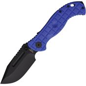 Halfbreed LBF01G2BLU Large Bush Gen 2 Black Carbon Steel Drop Point Folder Knife Blue Handles