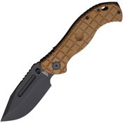 Halfbreed LBF01G2DE Large Bush Gen 2 Black Carbon Steel Drop Point Folder Knife Dark Earth Handles