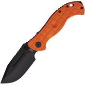 Halfbreed LBF01G2ORG Large Bush Gen 2 Black Carbon Steel Drop Point Folder Knife Orange Handles