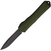 Heretic 033F6AGRN Auto Manticore X Black Recurve OTF Knife OD Green Grenade Handles