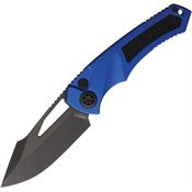 Heretic 0466ABLU Auto Pariah Black MagnaCut Drop Point Button Lock Knife Blue/Black Handles