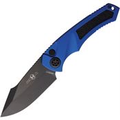 Heretic 0486ABLU Auto Pariah Black MagnaCut Drop Point Button Lock Knife Blue/Black Handles