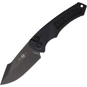 Heretic 0486AT Auto Pariah Black MagnaCut Drop Point Button Lock Knife Black/Black Handles