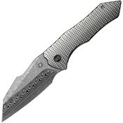 We 24010DS1 High-Fin XL Damascus Framelock Knife Gray Handles