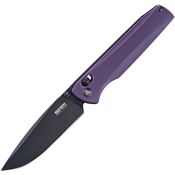 SRM 258LGN 258L Black D2 Carbon Steel Ambi Lock Knife Purple Handles