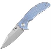 Tenable 1061A1 Rei Stonewash Spear Point Linerlock Knife Blue Micarta Handles