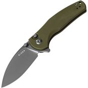 Kizer V3669A3 Mini Grouper Stonewash D2 Carbon Steel Drop Point Button Lock Knife OD Green Handles