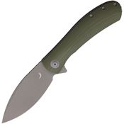 Trollsky 003XL Mandu XL Black Stonewash D2 Carbon Steel Linerlock Knife OD Green G10 Handles