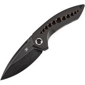 Kansept 1077A1 DD 21 Black Stonewash Drop Point Framelock Knife Black Stonewash Handles