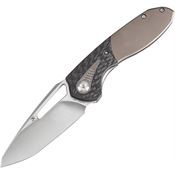 Kansept 1075T3 Thoth Stonewash Bolster Lock Knife Twill Carbon Fiber Handles