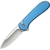 Civivi 18062PD2 Elementum II Satin Nitro V Drop Point Button Lock Knife Blue Handles