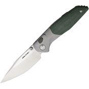 Real Steel 7901GM Hoeft Button Lock Knife Green Micarta Handles