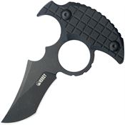 Kubey 404B Stheno Black Stonewash Push Dagger Fixed Blade Knife Black G10 Handles