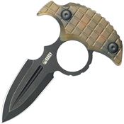 Kubey 403E Cavy Black Stonewash Double Edge Push Dagger Fixed Blade Knife Frag Ultem Handles