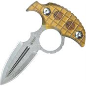 Kubey 403F Cavy Push Dagger Stonewash Double Edge Spear Point Fixed Blade Knife Frag Ultem Handles