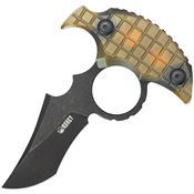 Kubey 404E Stheno Black Stonewash Push Dagger Fixed Blade Knife Frag Ultem Handles