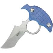 Kubey 404D Stheno Stonewash Push Dagger Fixed Blade Knife Blue Micarta Handles