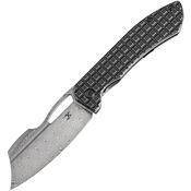 Kansept 1080A2 Cybin Damascus Framelock Knife Blackwash Frag Handles