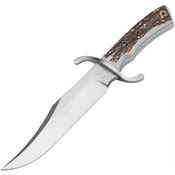 Boker 121547HH Bowie Satin Fixed Blade Knife Stag Handles