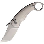 Cavol 10GAW Kobra Stonewash Tanto Karambit Button Lock Knife Gray Handles